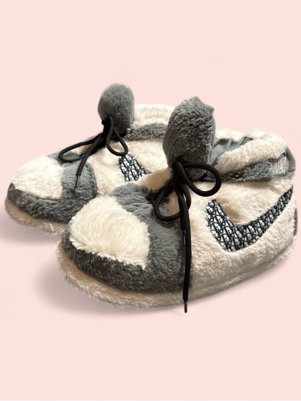 Nike x Dior Air Jordan #1 collaboration, fuzzy plush slippers